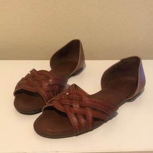 Brown flats braided style